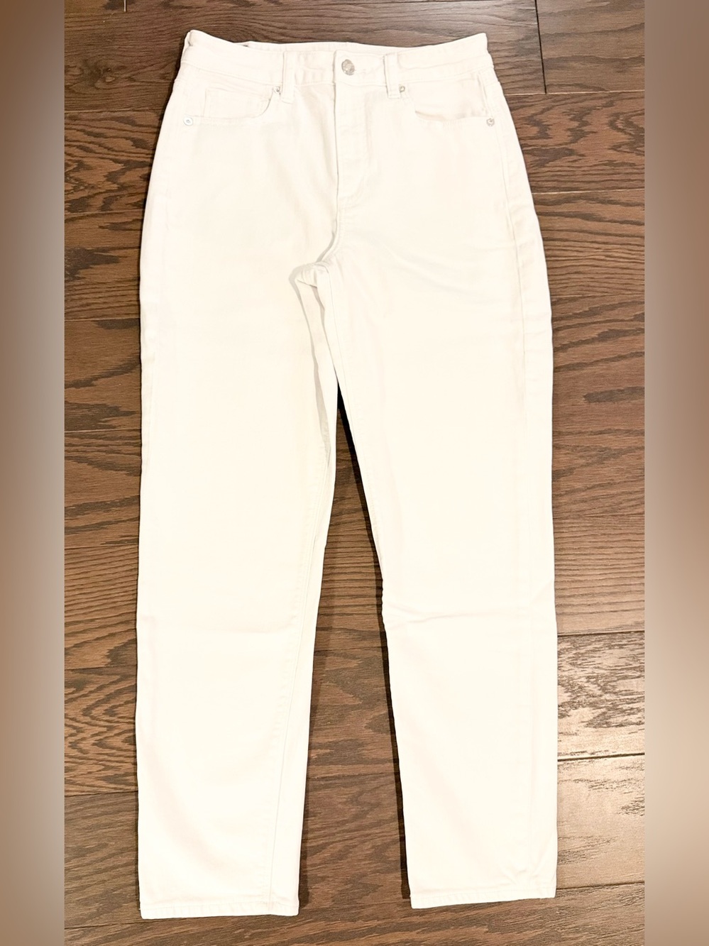 American Eagle White Stretch Straight Leg Jeans Size 4 Regular